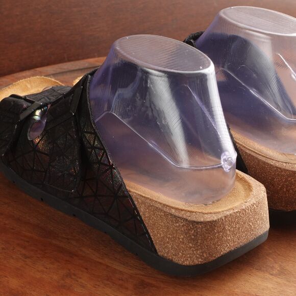 Fly London Sandals Womens SZ EU 40 US 9-9.5 BLK Iridescent Leather Slide Shoes - Picture 7 of 14